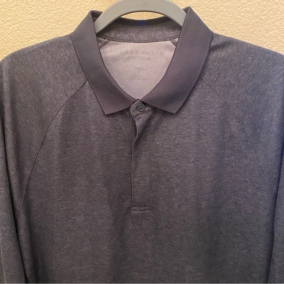 NWT~PERRY ELLIS Men Gray Motion Performance Polo Long Sleeve Top Size Large - Picture 2 of 10